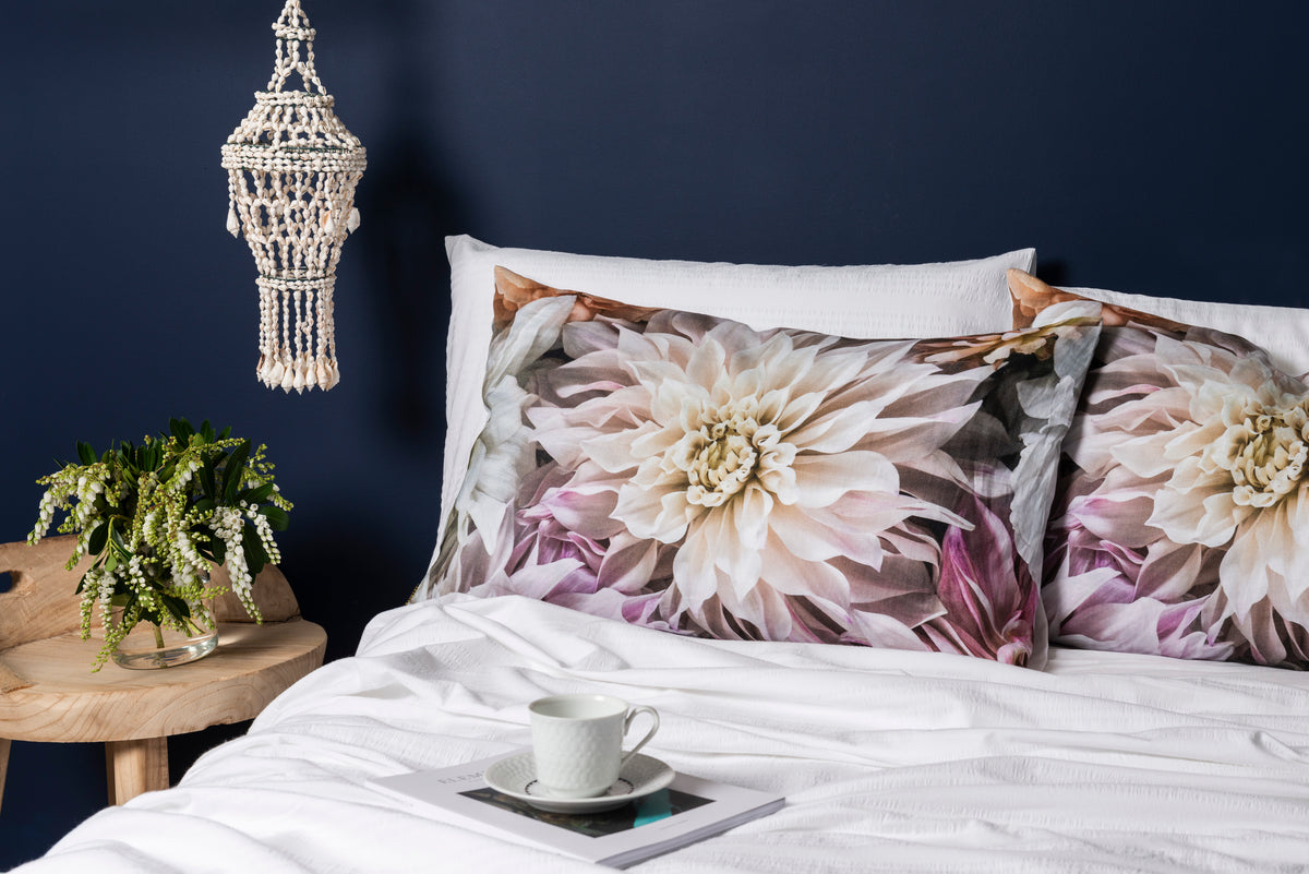 Dahlia Dream // 100% Luxury Linen Pillowcases (Single)
