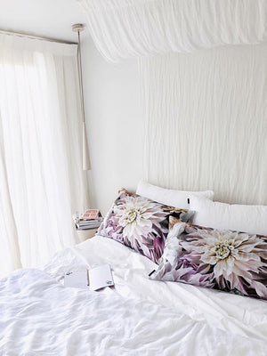 Dahlia Dream // 100% Luxury Linen Pillowcases (Single)